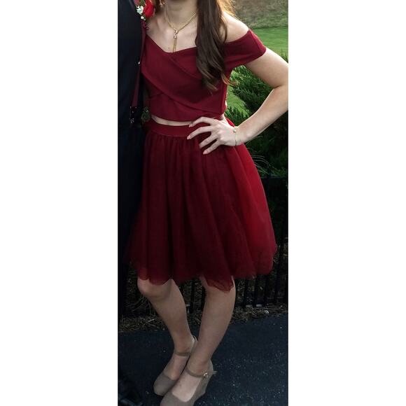 Harper Lemon Womens Prom Formal Two Piece Mini Dress Size M Cranberry - Picture 13 of 13